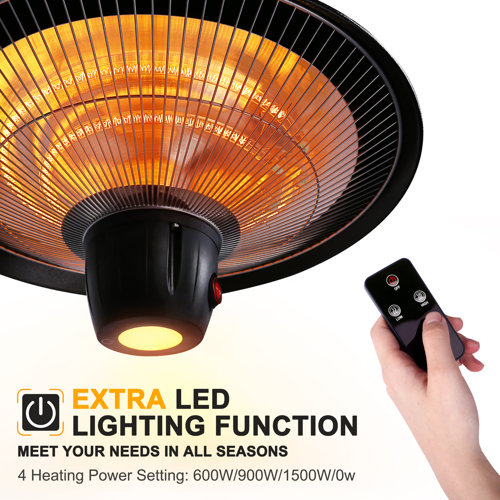 ZACHVO 5100 BTU Electric Hanging Patio Heater with LED Light & Reviews